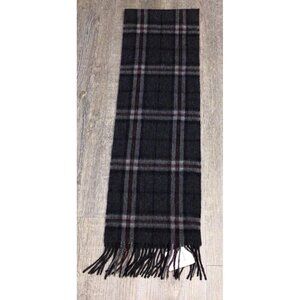 Edinburgh Lambswool Collection 100% Lambs Wool Gray Tartan Scarf NWT